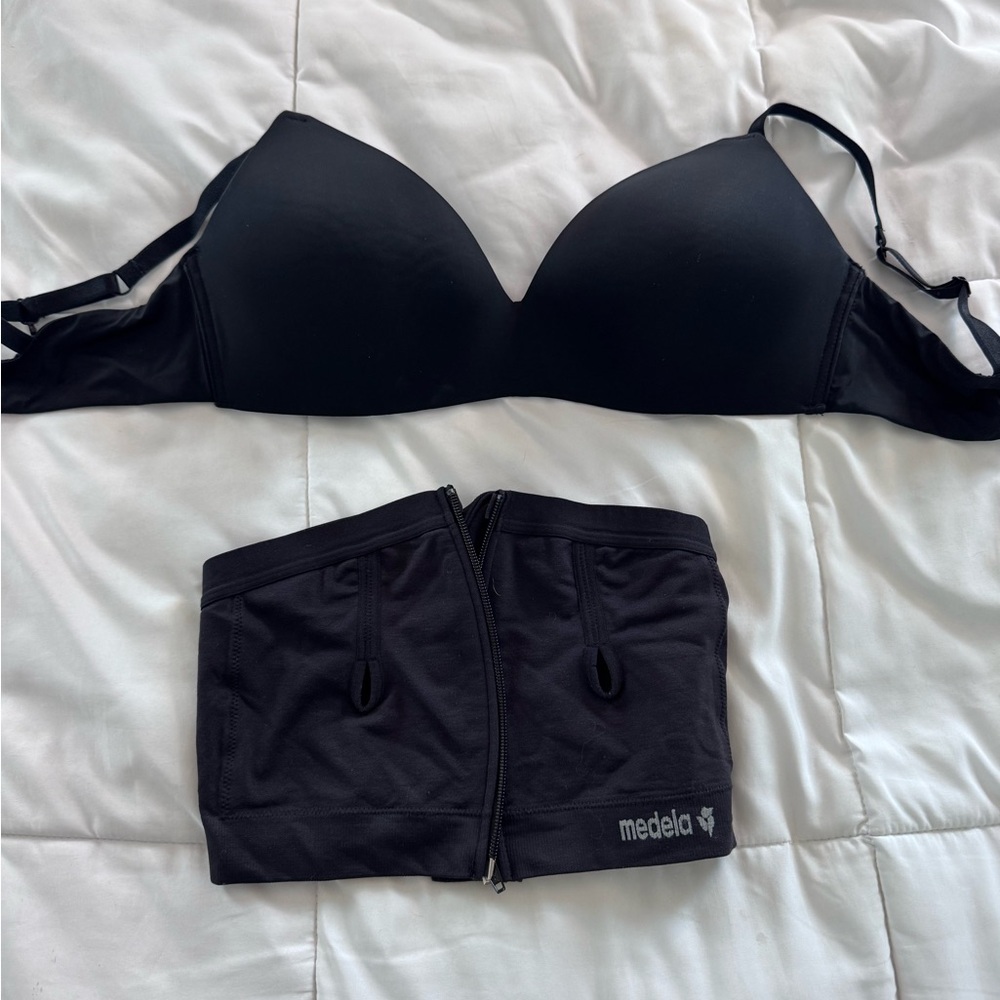 Nursing Bra Bundle | Medela + Auden | Black | Size M/L | Wire-Free | 2 Pieces